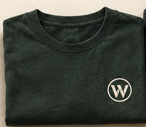 Forest green t-shirt with the W mark on the chest